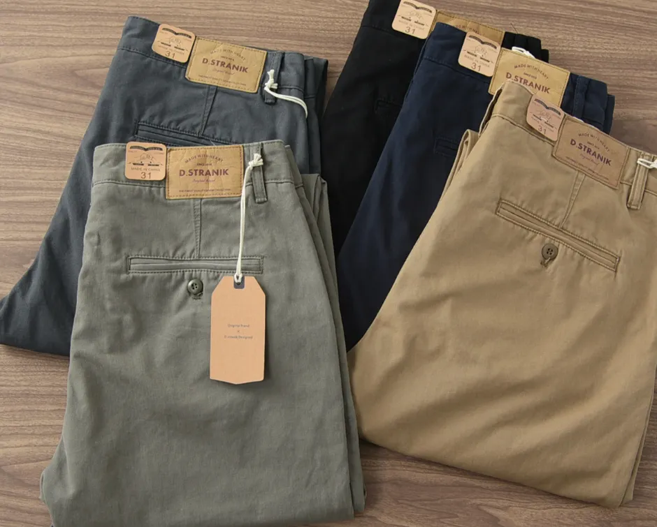 ✪ Retro - 100% Cotton Woven Twill Casual Straight Taper Chino ✪