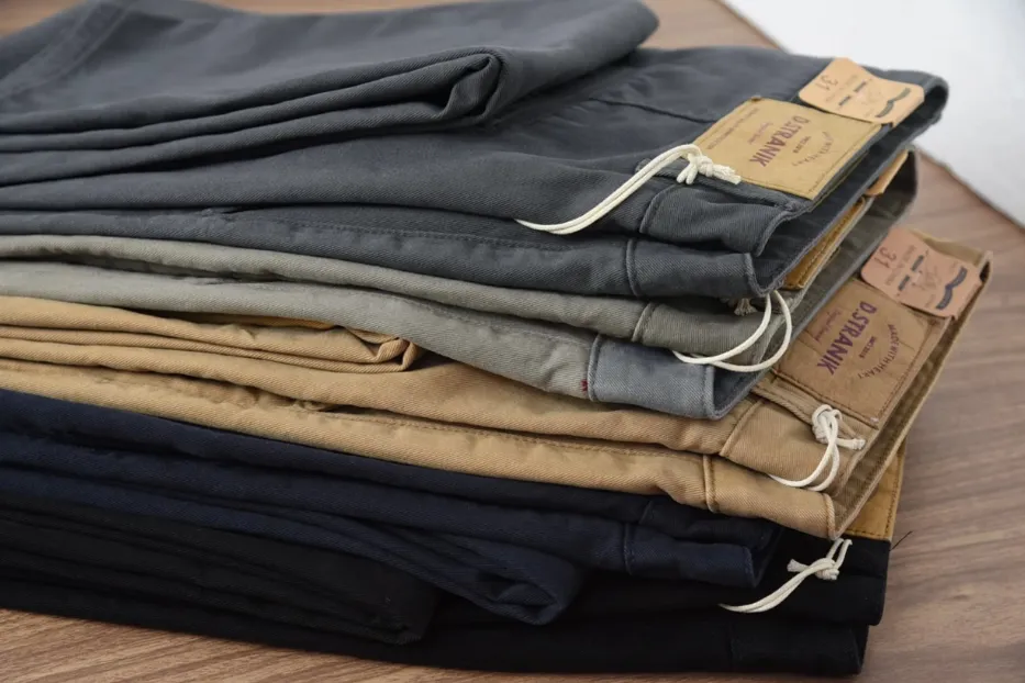 ✪ Retro - 100% Cotton Woven Twill Casual Straight Taper Chino ✪