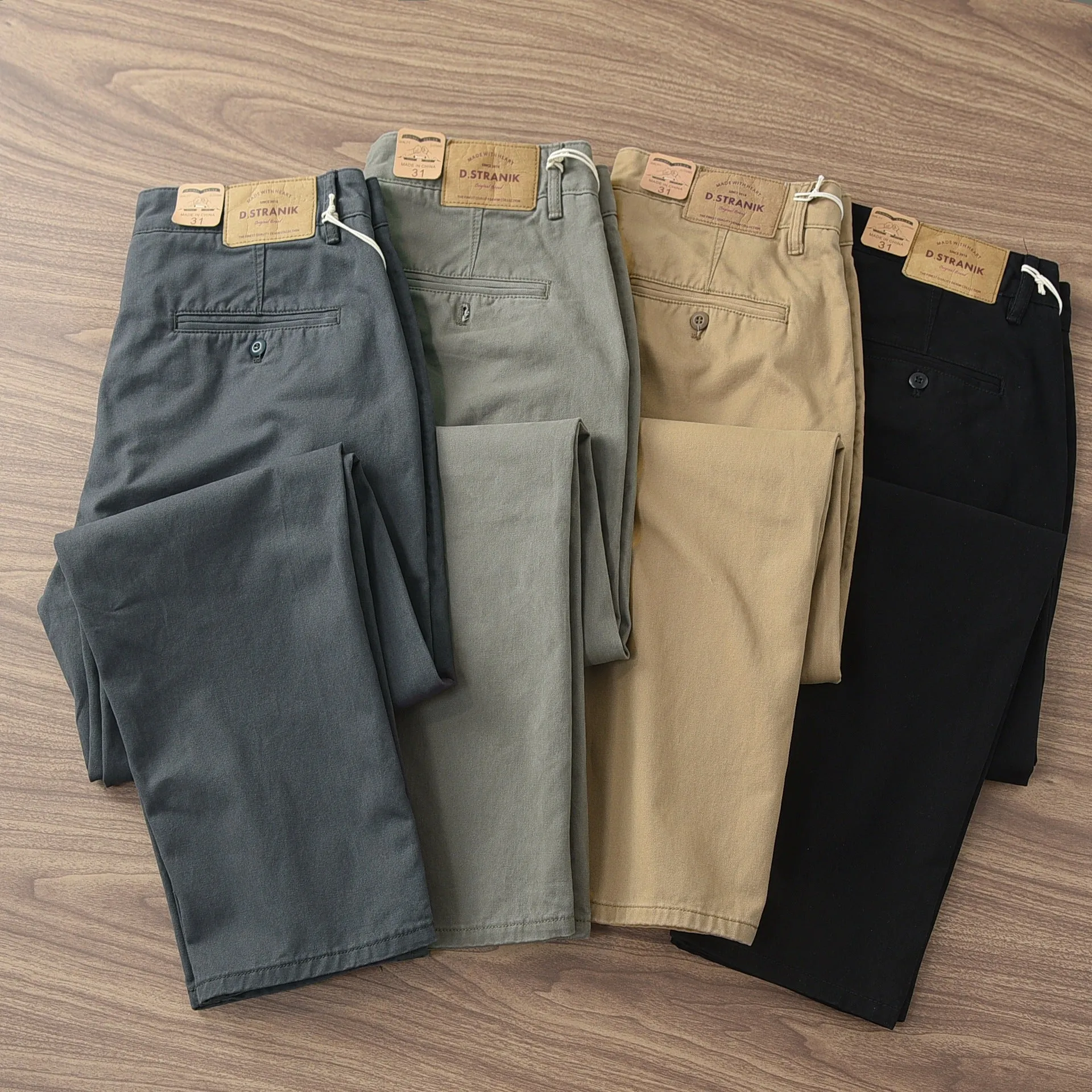 ✪ Retro - 100% Cotton Woven Twill Casual Straight Taper Chino ✪