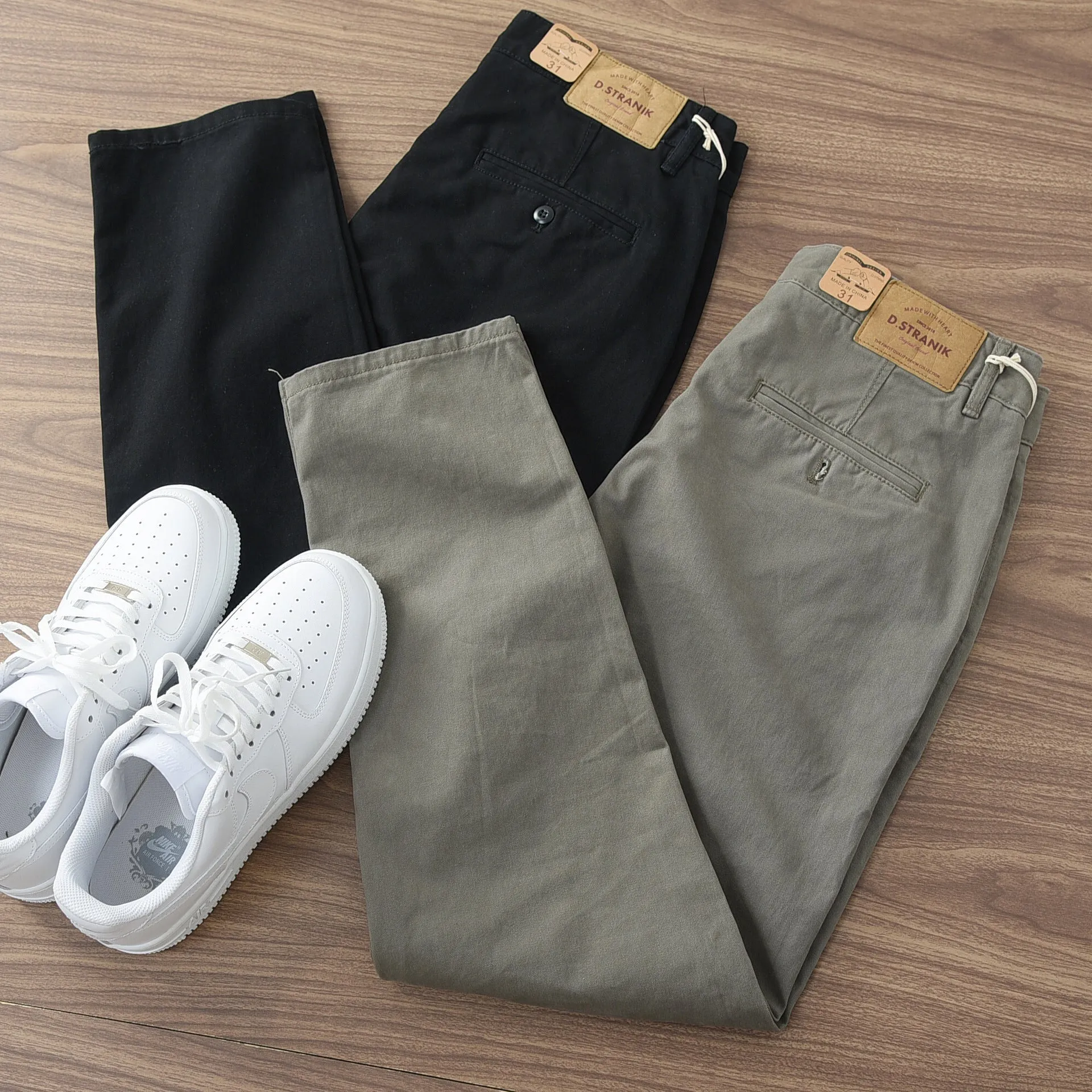 ✪ Retro - 100% Cotton Woven Twill Casual Straight Taper Chino ✪