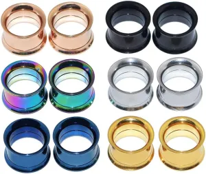 2G-9/16 316L Surgical Steel Screw Tunnel Hollow Plugs Ear Expander Lobe Double Flared Ear Gauges Stretcher Piercing Jewelry Kit 6MM-14MM