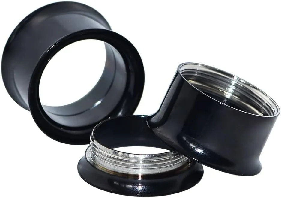 2G-9/16 316L Surgical Steel Screw Tunnel Hollow Plugs Ear Expander Lobe Double Flared Ear Gauges Stretcher Piercing Jewelry Kit 6MM-14MM