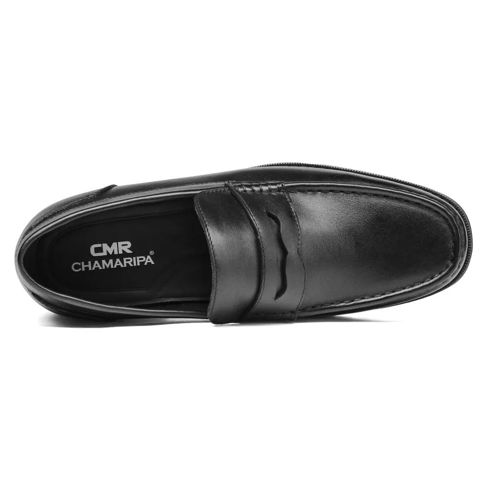 6 CM / 2.36 inches CMR CHAMARIPA Black Penny Loafers for Men - Height Increasing High Heel Lifting Shoes