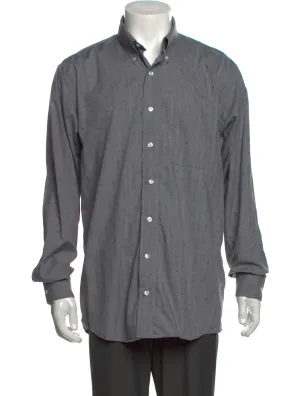 Allen Edmonds Grey Tonal Plaid with Speck Detail Long Sleeve Button Up Shirt