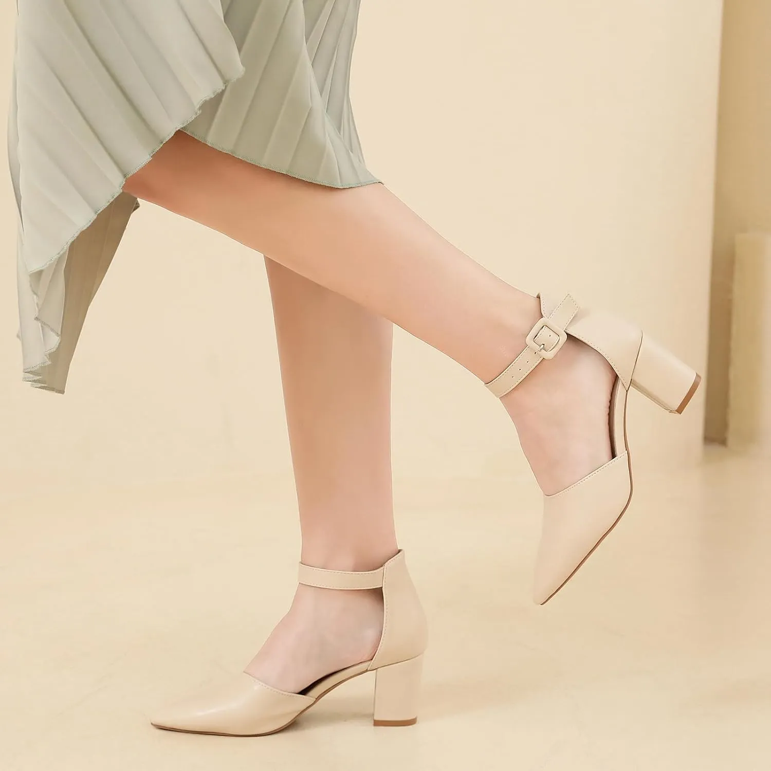 AOQUNFS Women Closed Toe Heels Ballroom Salsa Pumps Practice Performance Dancing Shoes,8005