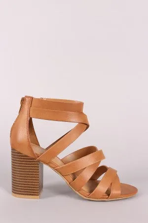 Bamboo Strappy Open Toe Chunky Heel