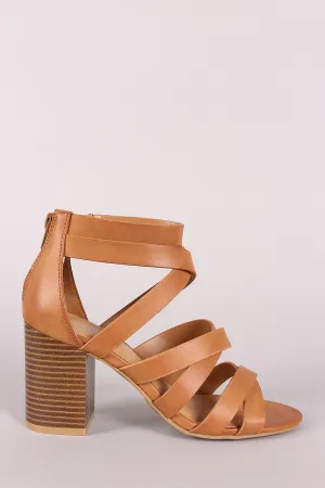 Bamboo Strappy Open Toe Chunky Heel