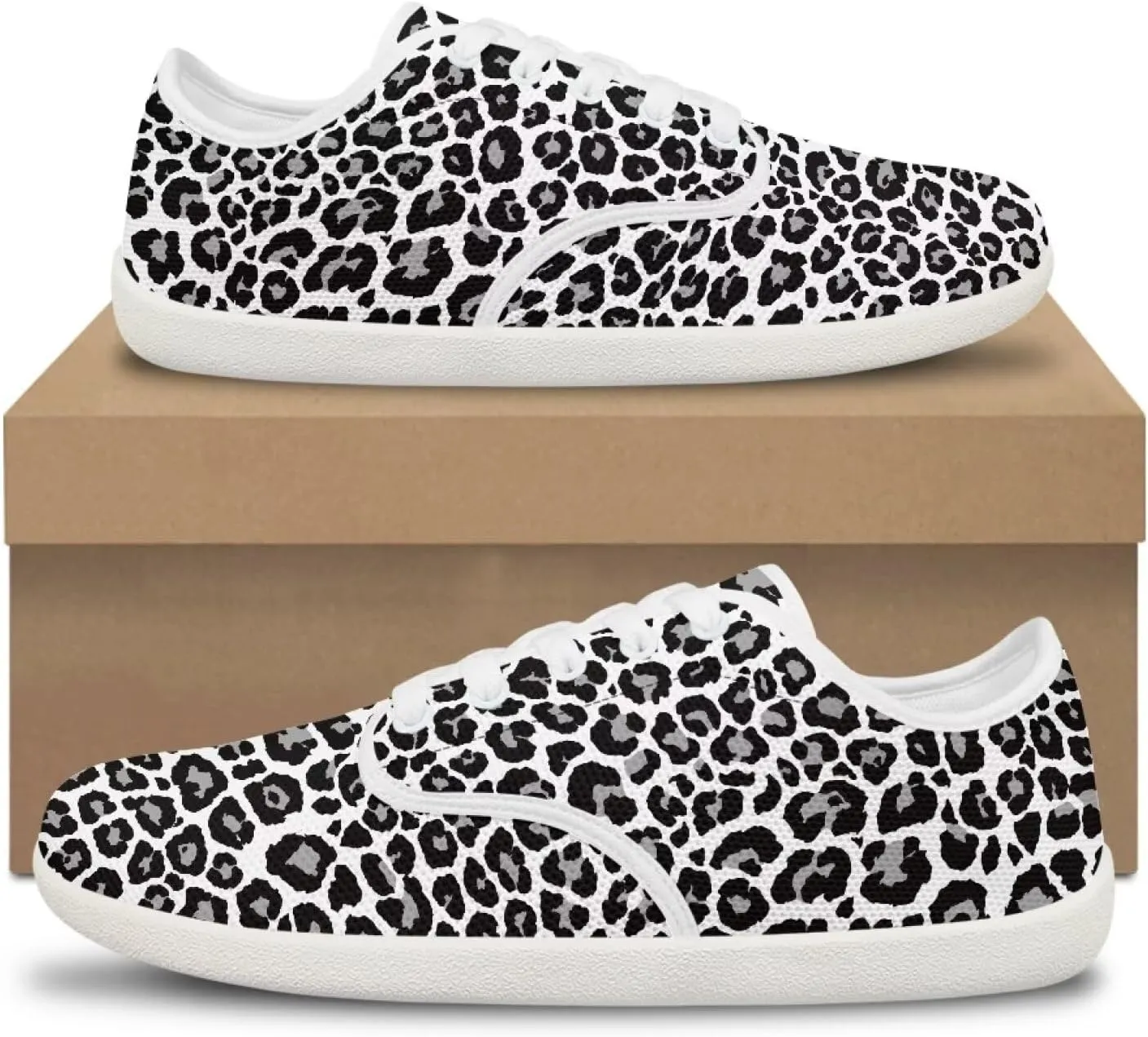 Barefoot Workout Shoes Women Comfortable Lace-Up Shoes Light Minimalist Wide Walking Shoes for Work US 6-13.5 White Sole