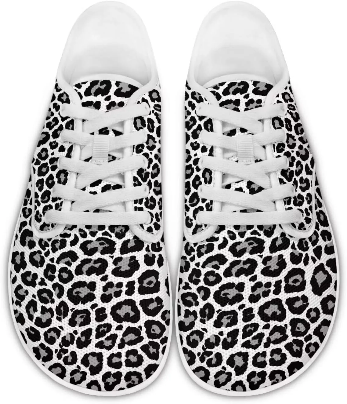 Barefoot Workout Shoes Women Comfortable Lace-Up Shoes Light Minimalist Wide Walking Shoes for Work US 6-13.5 White Sole