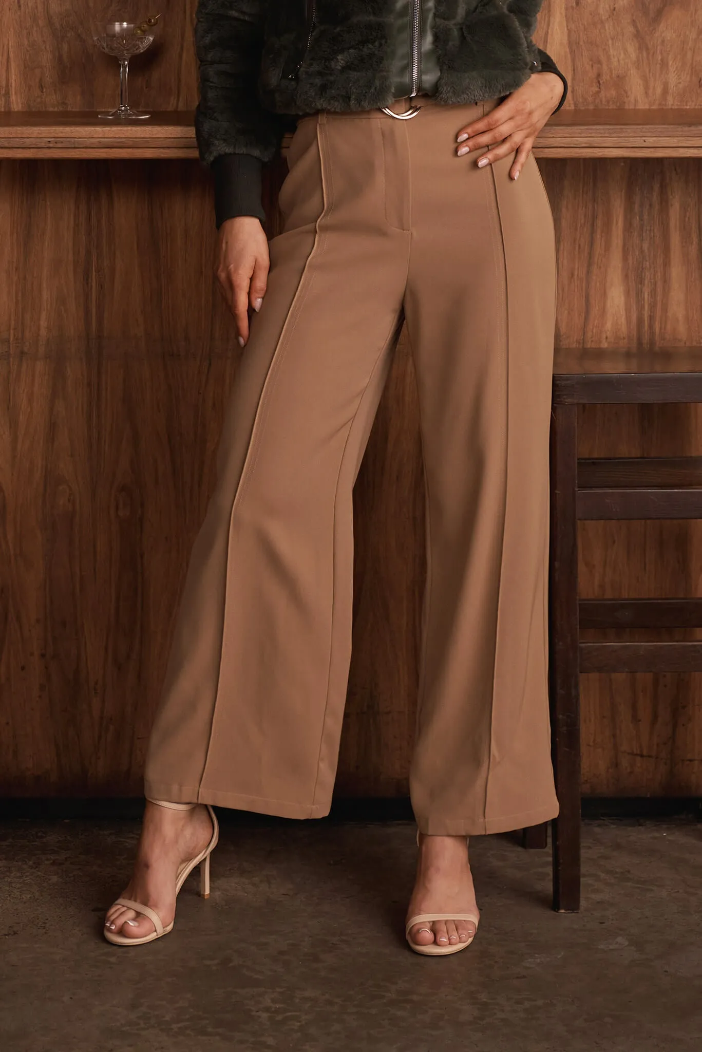 Belvia Wide Leg Pant In Tan