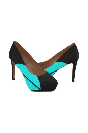 Black/Cyan Women's High Heels