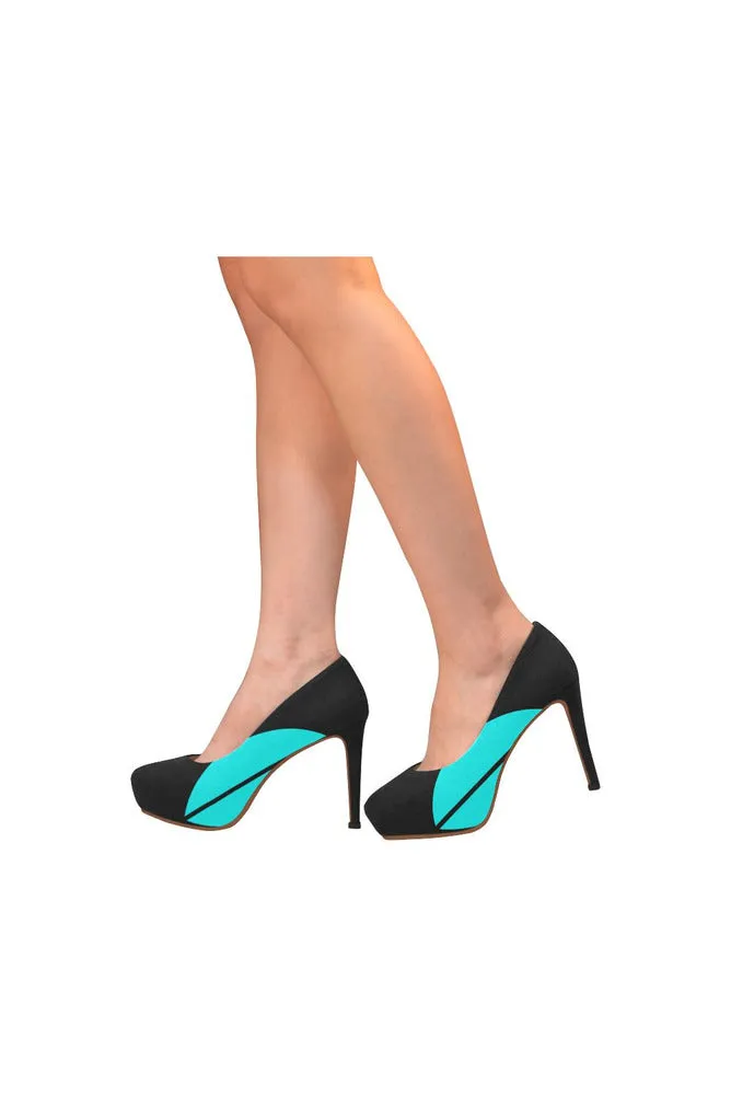 Black/Cyan Women's High Heels