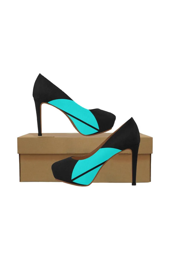 Black/Cyan Women's High Heels