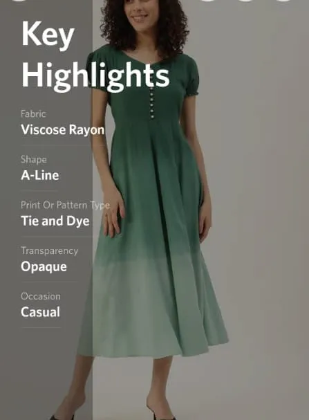 Bottle Green Ombre Tie Dye Rayon Dress