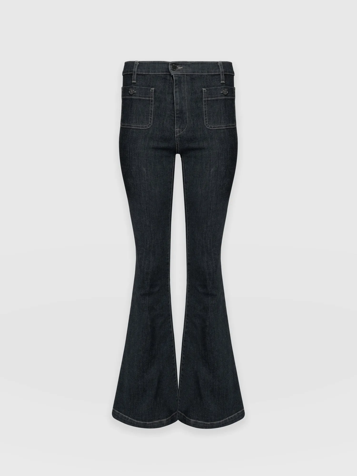Bowie Stretch Flare Jeans - Black Wash