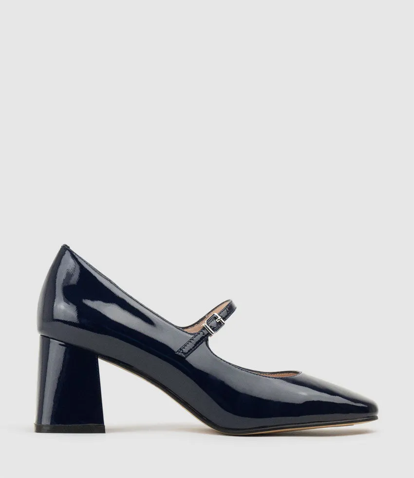 CELINA65 Mary Jane Pump in Navy Patent