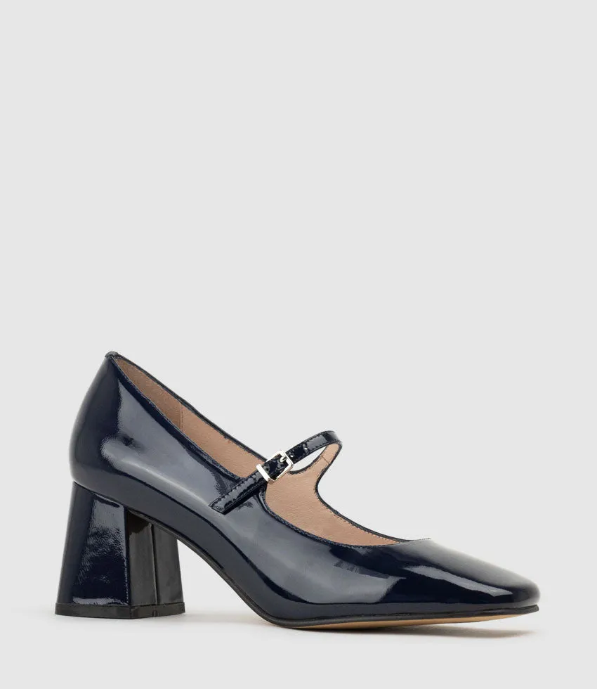 CELINA65 Mary Jane Pump in Navy Patent