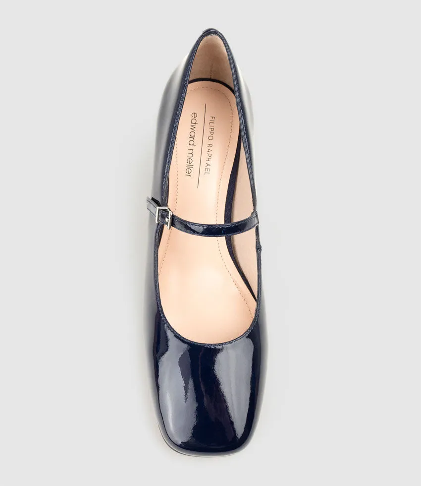 CELINA65 Mary Jane Pump in Navy Patent