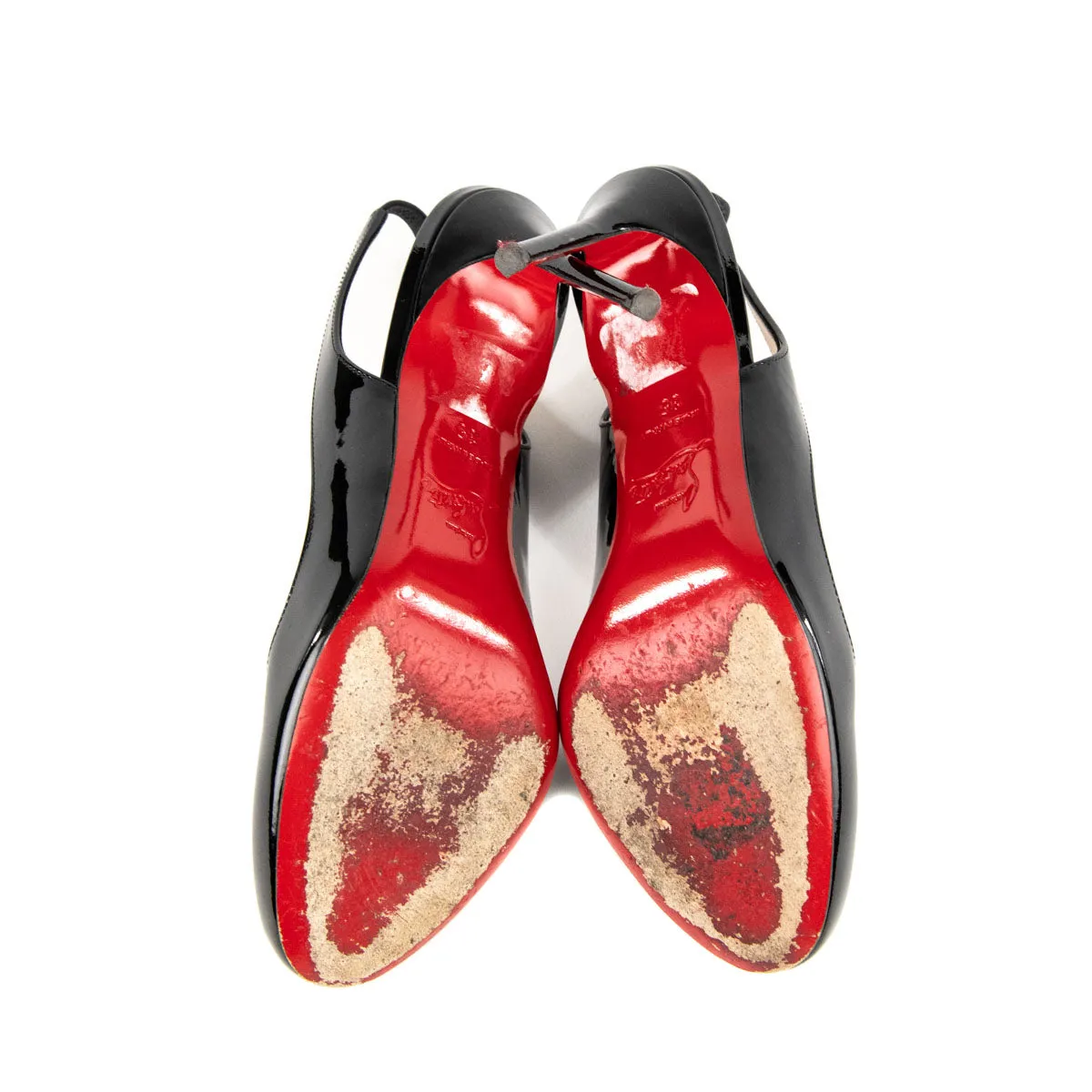 Christian Louboutin Black Patent Leather Slingback Pumps Size 5 | EU 35
