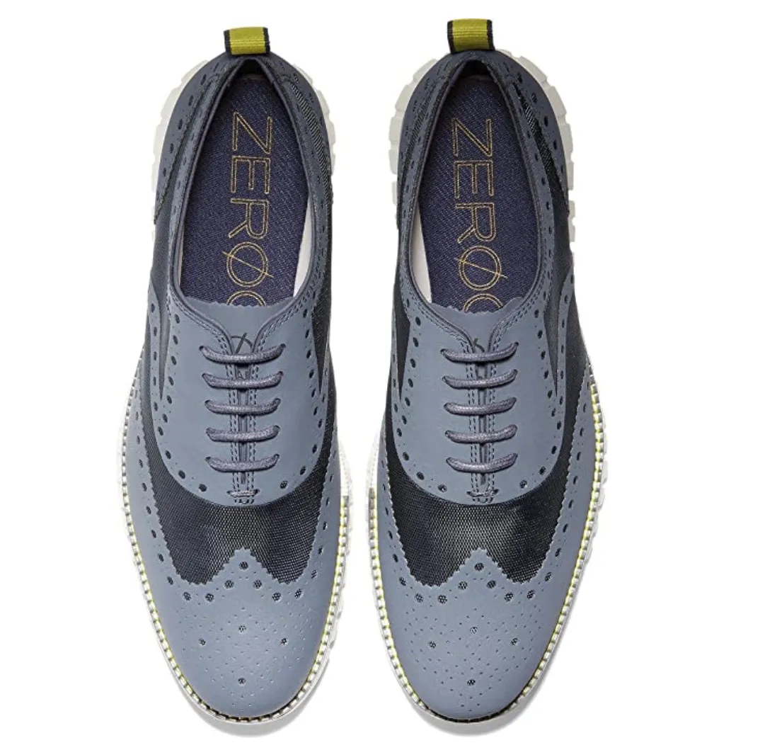 Cole Haan Mens Zerogrand No Stitch Brogue Lace-Up Oxfords  Color Ombre Blue-pumice Stone Size 12 M
