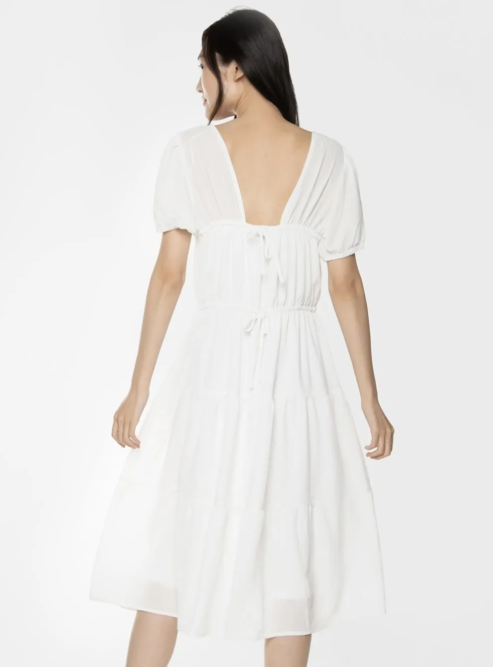 Dex Puff Sleeve Tiered Midi Dress