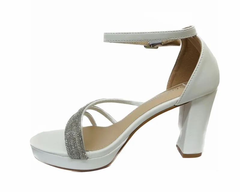 Diamante Strap Block Heel Sandals