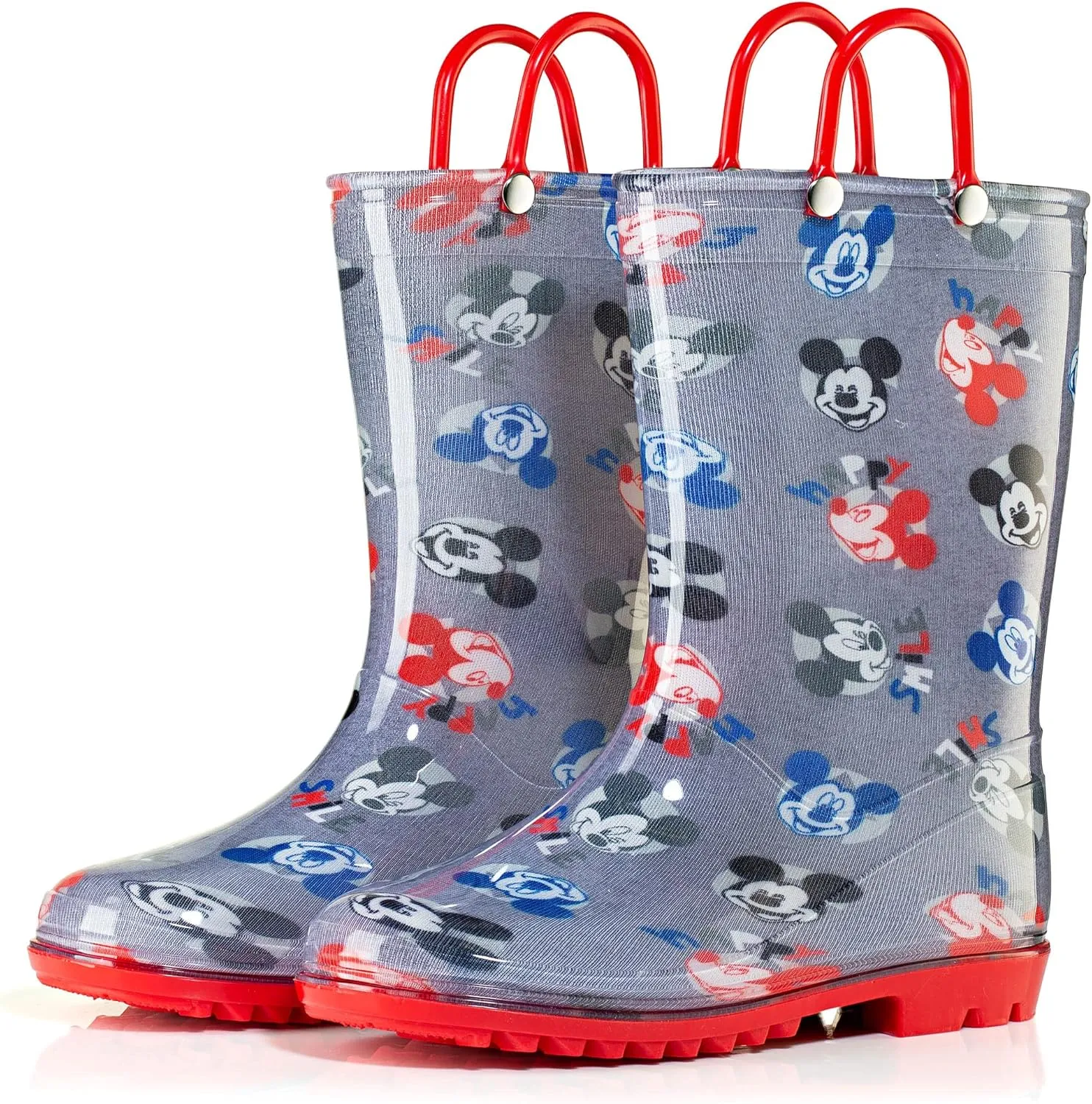 Disney Mickey Mouse Boys' Waterproof PVC Rain Boots with Handles  Toddler & Little Kids