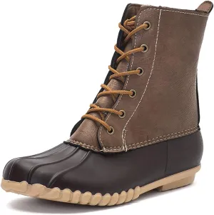 DKSUKO Women's Duck Boots witth Zipper Waterproof Winter Boots Snow Boots for Women Rain Boots for Cold Weather (6 B(M) US, Brown)