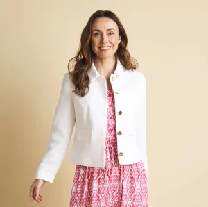 EMRECO White Textured Cropped Jacket
