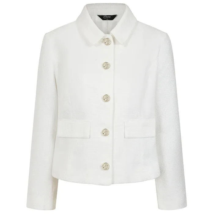 EMRECO White Textured Cropped Jacket