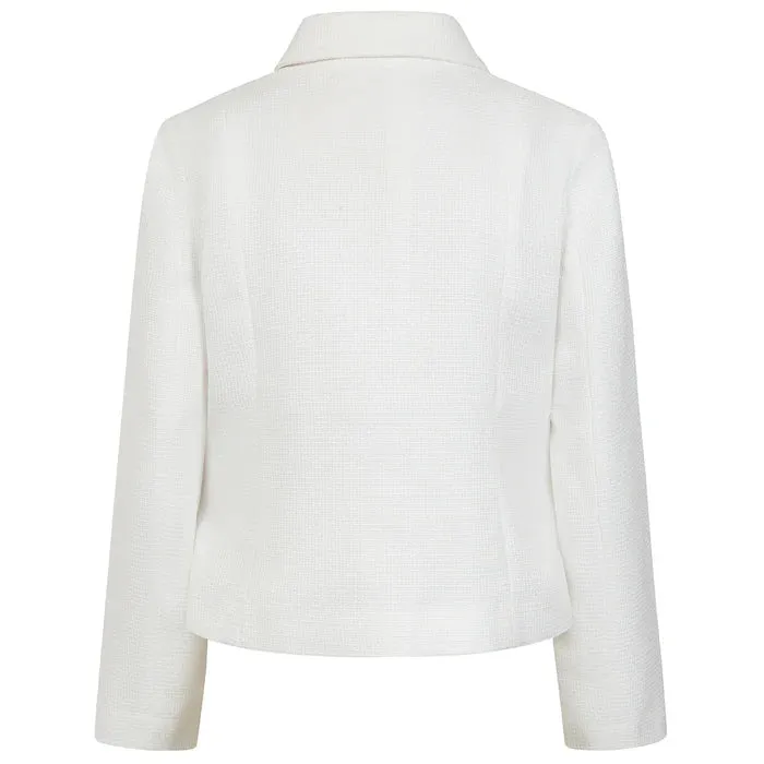 EMRECO White Textured Cropped Jacket