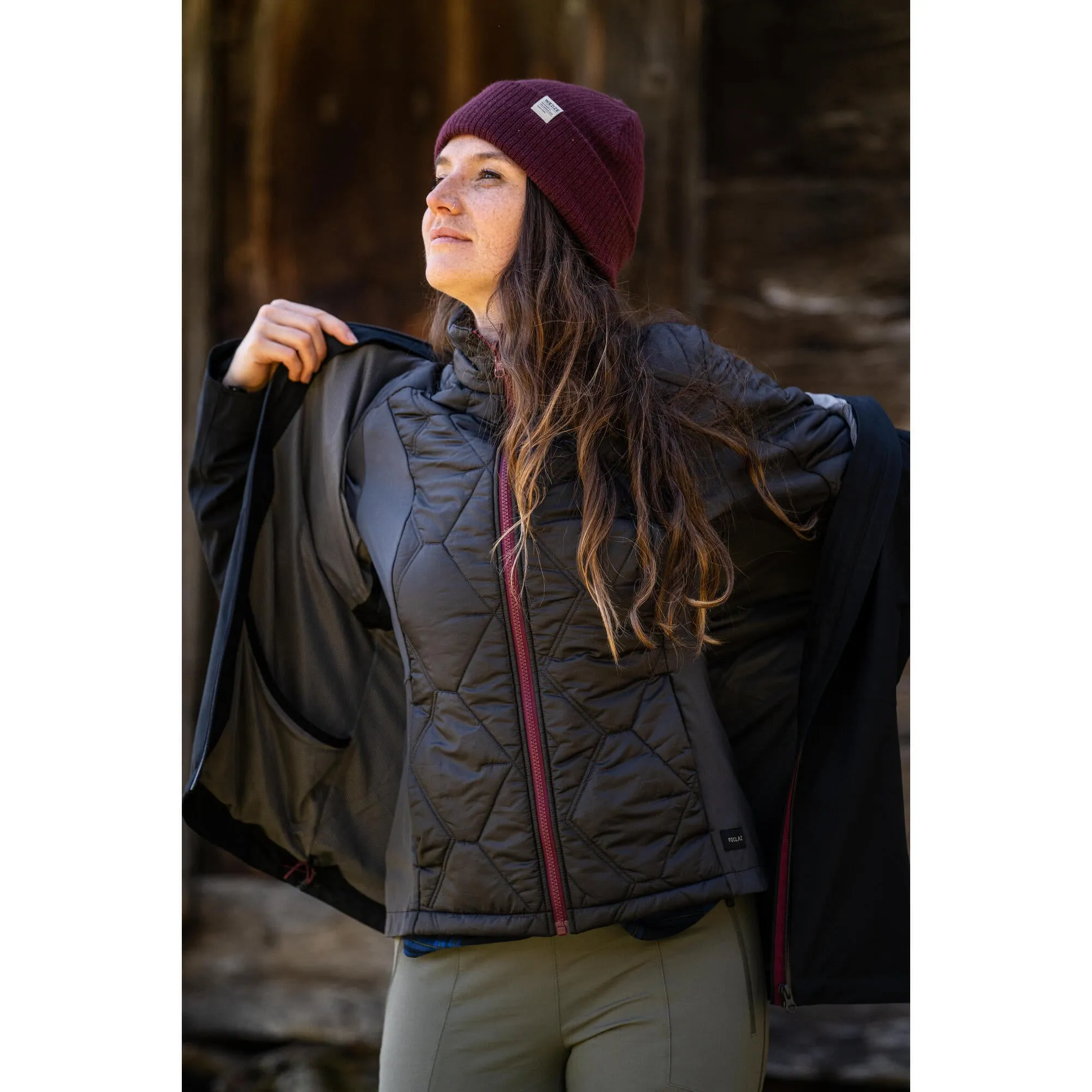 Forclaz Women's Travel Backpacking Waterproof 3-in-1 Jacket Travel 500 17.6F
