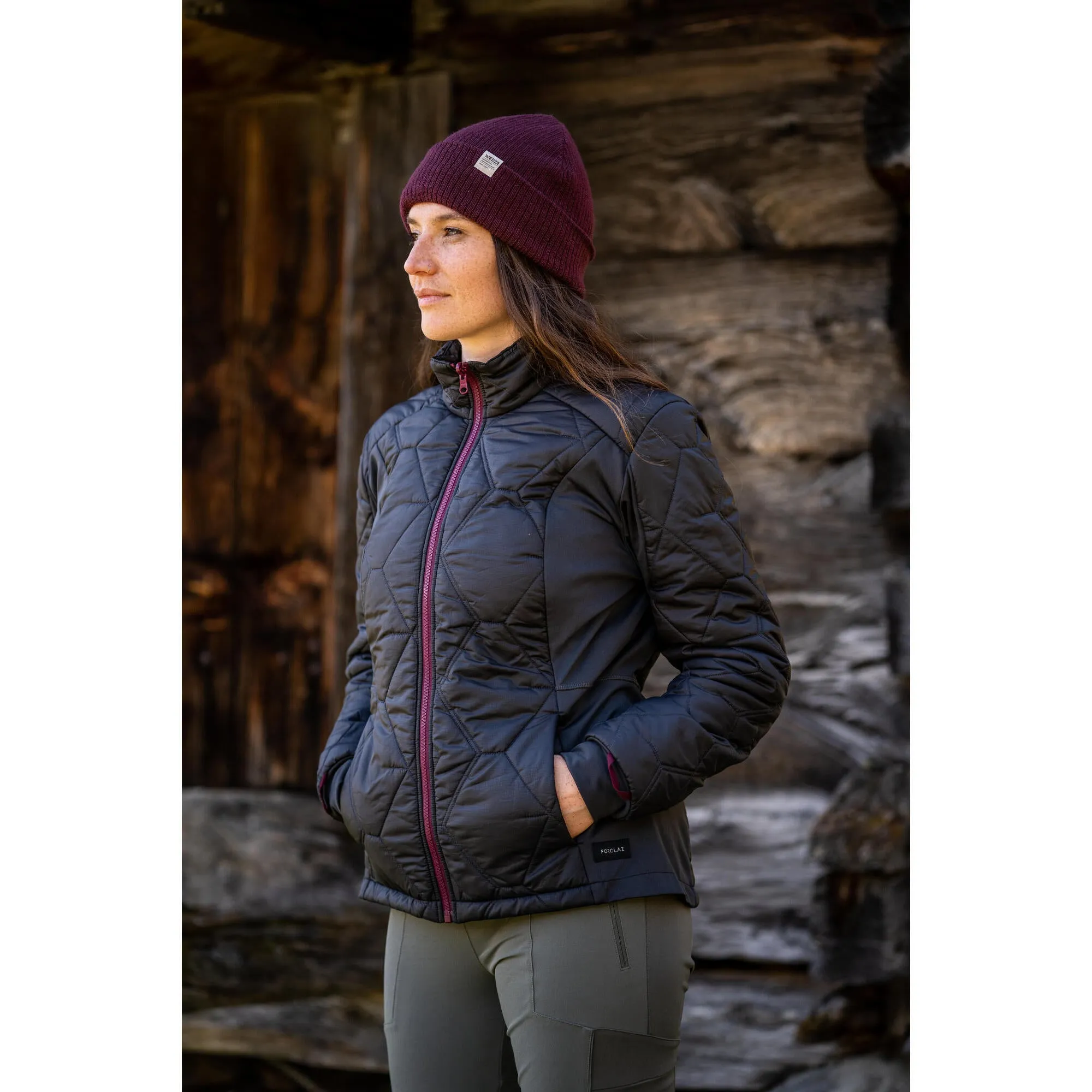 Forclaz Women's Travel Backpacking Waterproof 3-in-1 Jacket Travel 500 17.6F