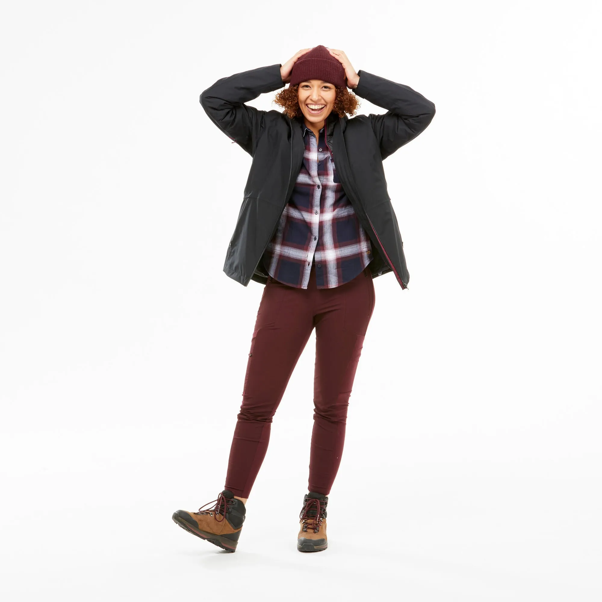 Forclaz Women's Travel Backpacking Waterproof 3-in-1 Jacket Travel 500 17.6F