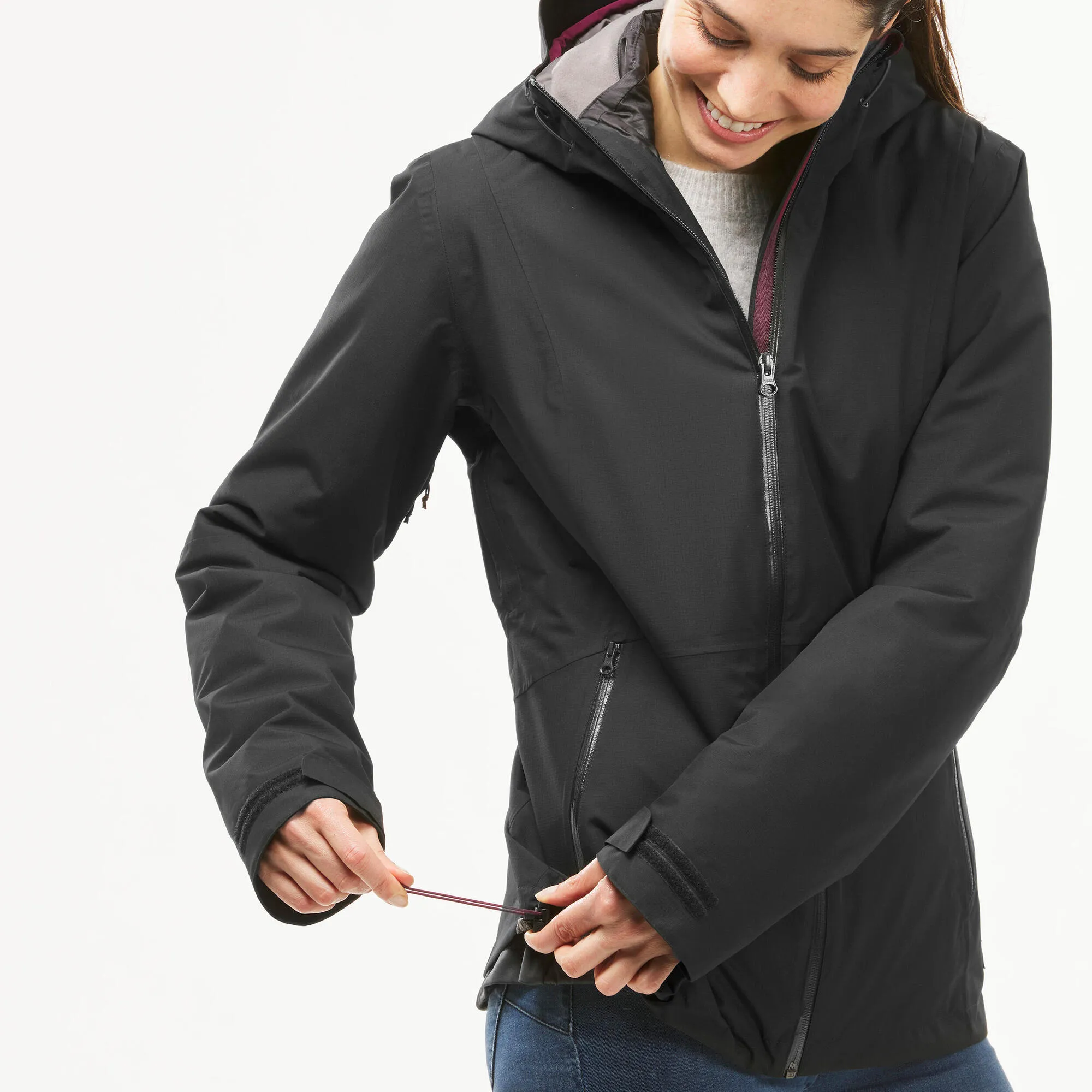 Forclaz Women's Travel Backpacking Waterproof 3-in-1 Jacket Travel 500 17.6F
