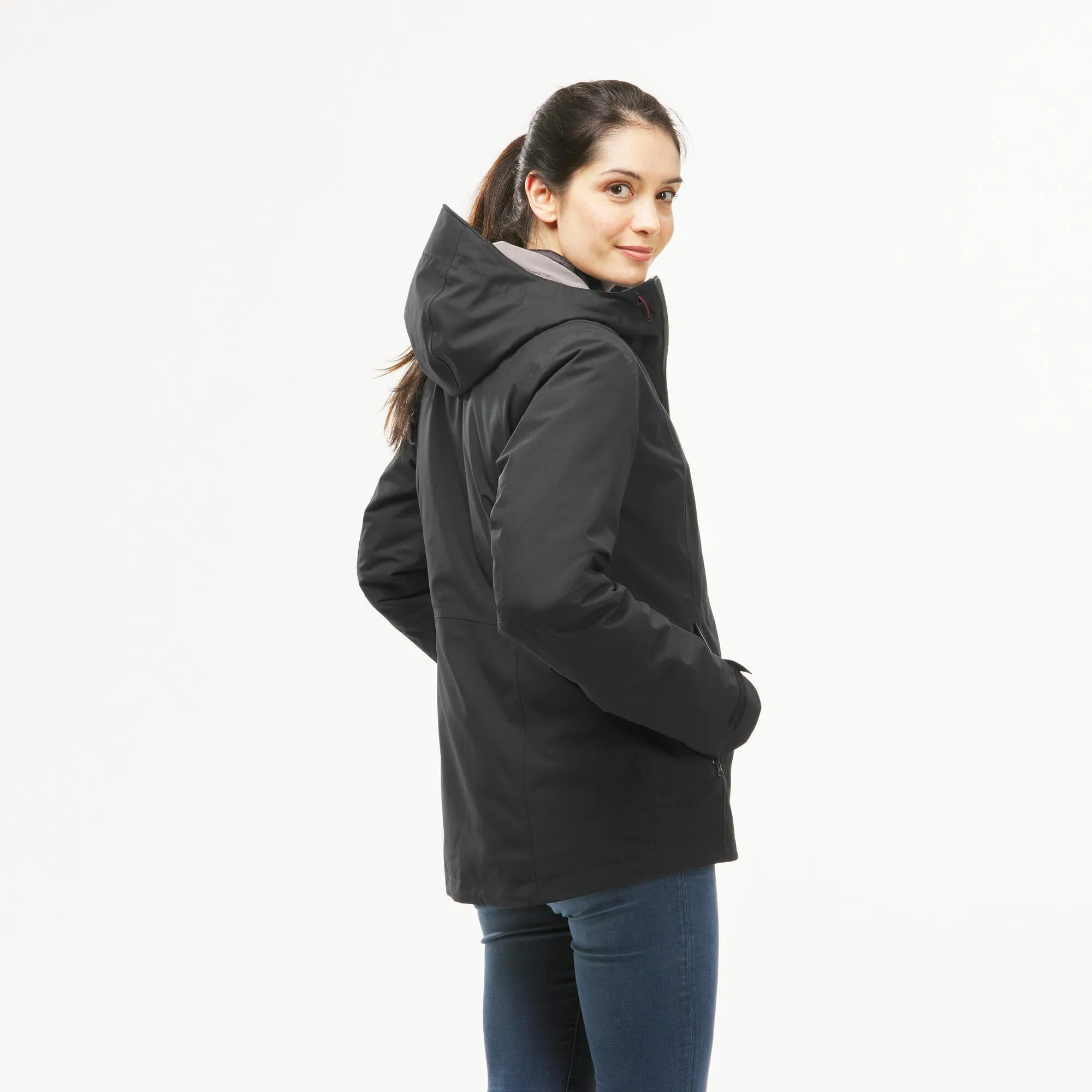 Forclaz Women's Travel Backpacking Waterproof 3-in-1 Jacket Travel 500 17.6F