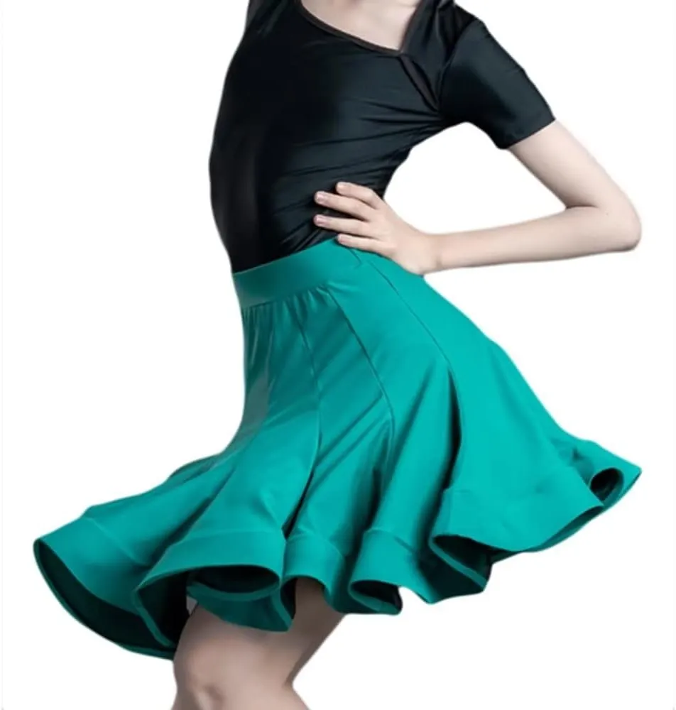 Girls Kids Latin Dance Skirt Ruffle Swing Ballroom Samba Tango Cha-Cha Practice Dancewear