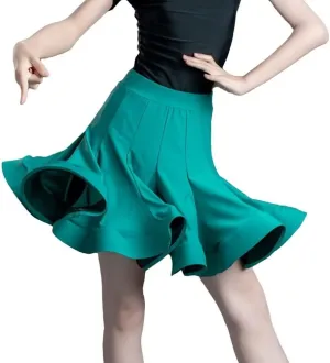 Girls Kids Latin Dance Skirt Ruffle Swing Ballroom Samba Tango Cha-Cha Practice Dancewear