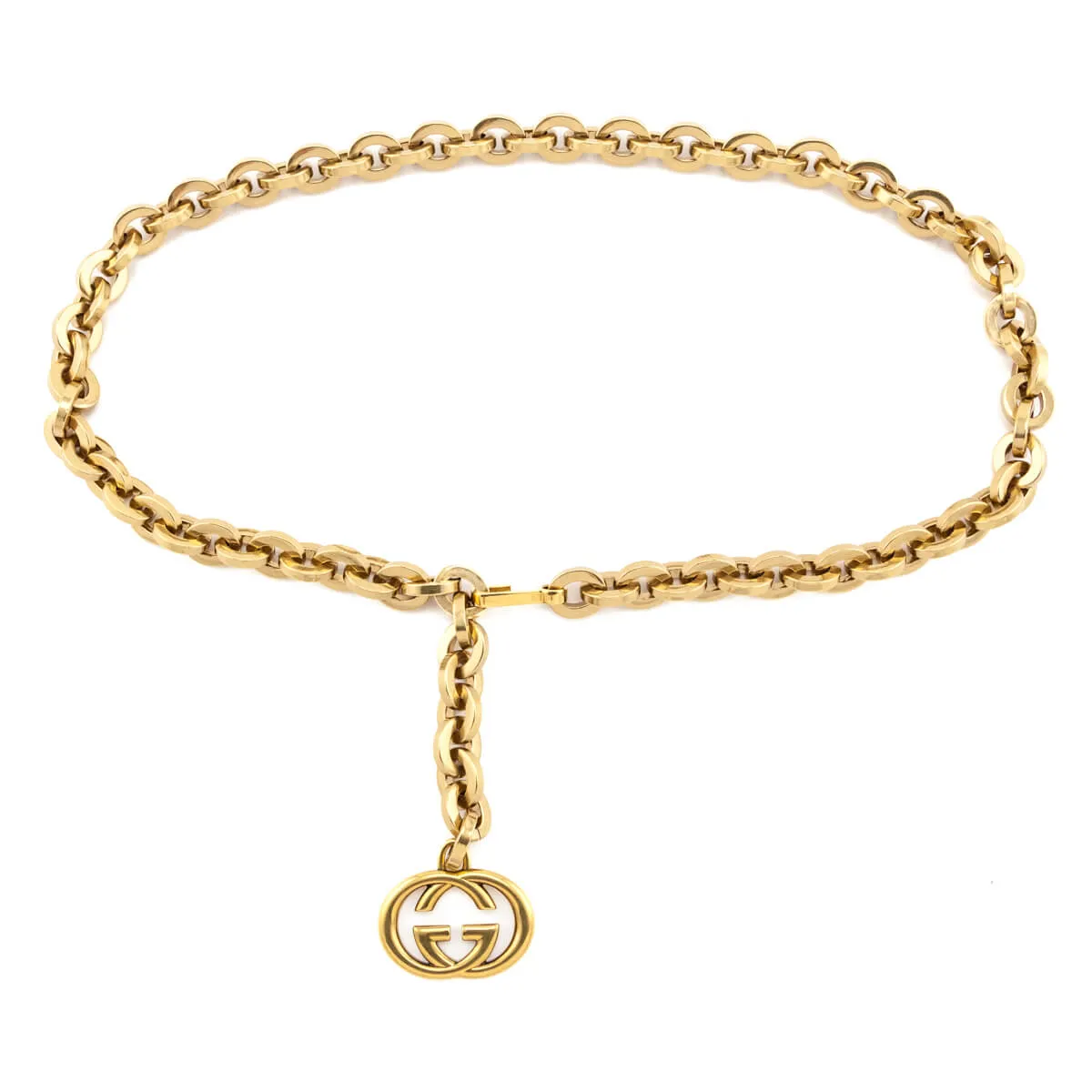 Gucci Gold Chain Interlocking G Charm Waist Belt