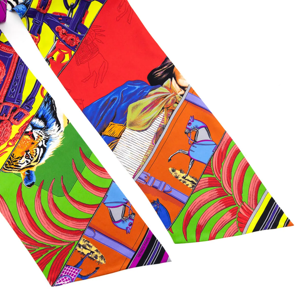 Hermes Multicolor Silk Carre en Carres Maxi Twilly