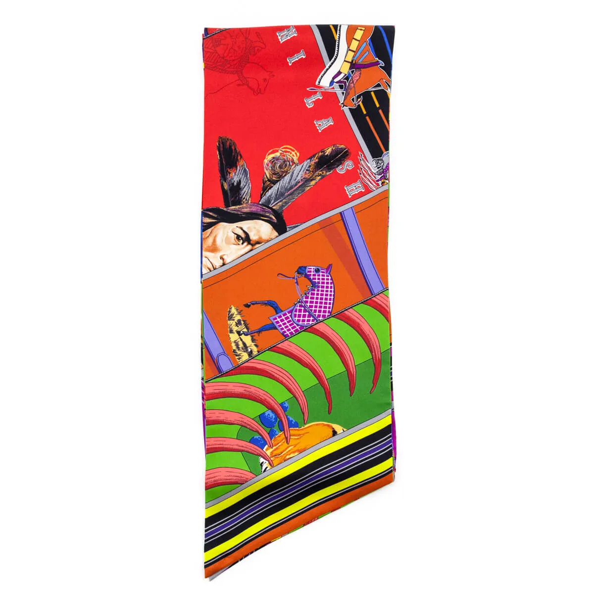 Hermes Multicolor Silk Carre en Carres Maxi Twilly