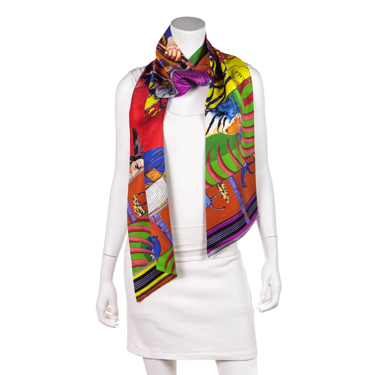 Hermes Multicolor Silk Carre en Carres Maxi Twilly
