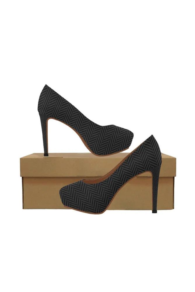 Herring Bone Dark Print Women's High Heels (Model 044)