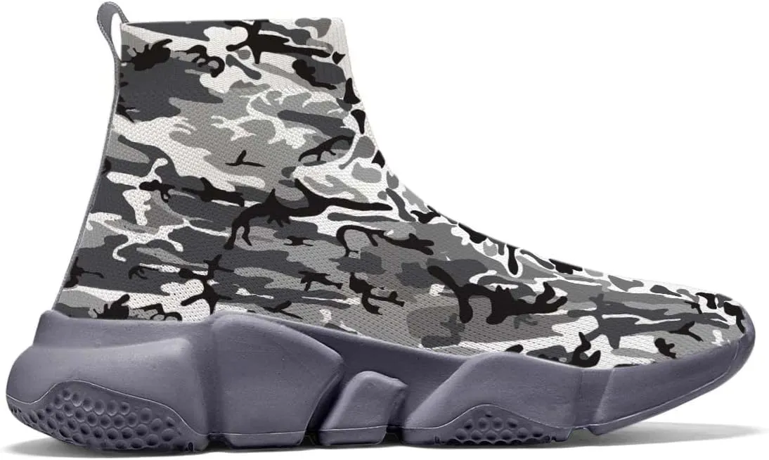 Hetios Men's Camouflage Shoes - Lightweight Breathable Walking Shoes Sock Shoes Workout Casual Running Shoes