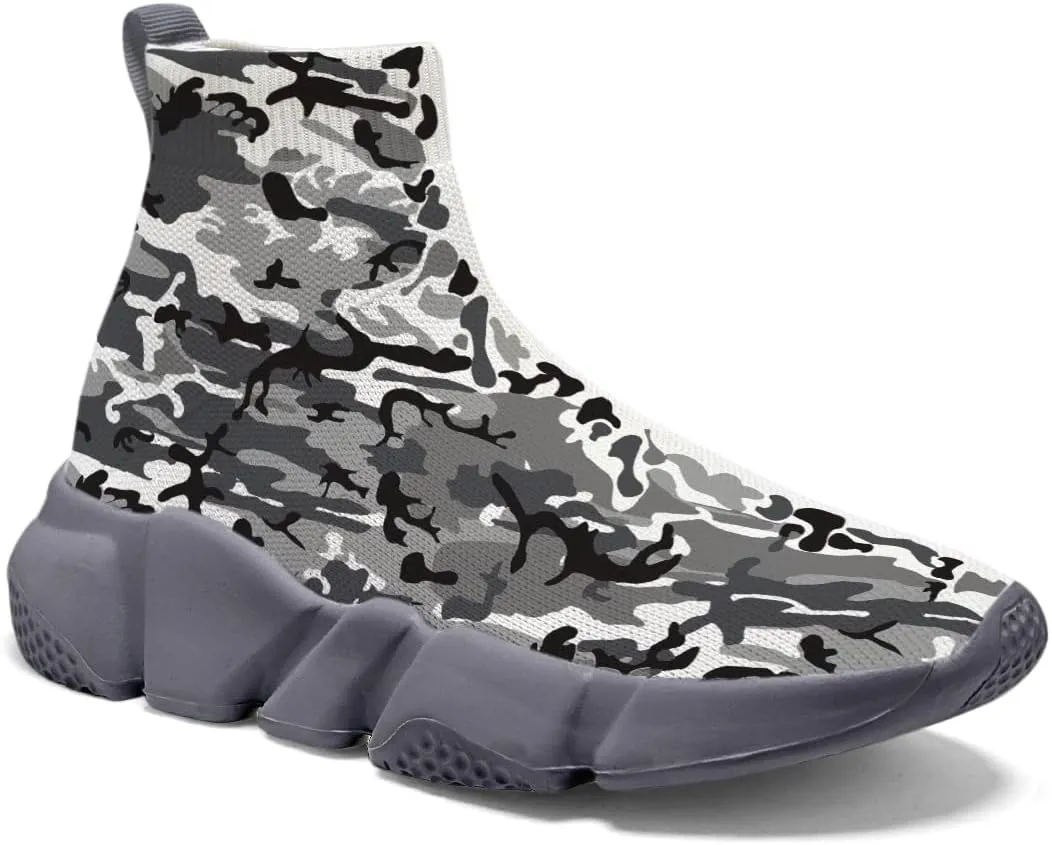 Hetios Men's Camouflage Shoes - Lightweight Breathable Walking Shoes Sock Shoes Workout Casual Running Shoes