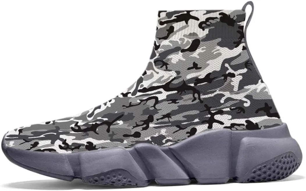 Hetios Men's Camouflage Shoes - Lightweight Breathable Walking Shoes Sock Shoes Workout Casual Running Shoes