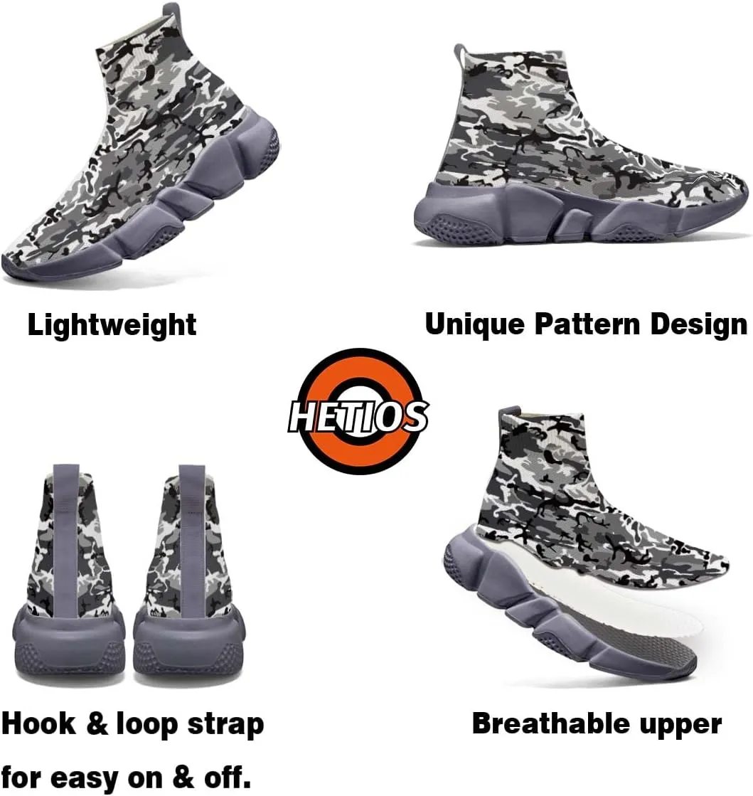 Hetios Men's Camouflage Shoes - Lightweight Breathable Walking Shoes Sock Shoes Workout Casual Running Shoes