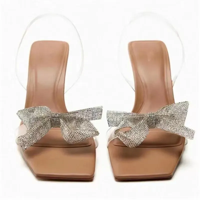 Imported Open Toe Brand Logo Heels