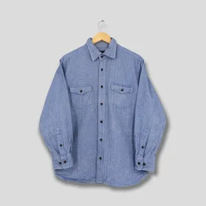 Ken Collection Herringbone Denim Shirt Large