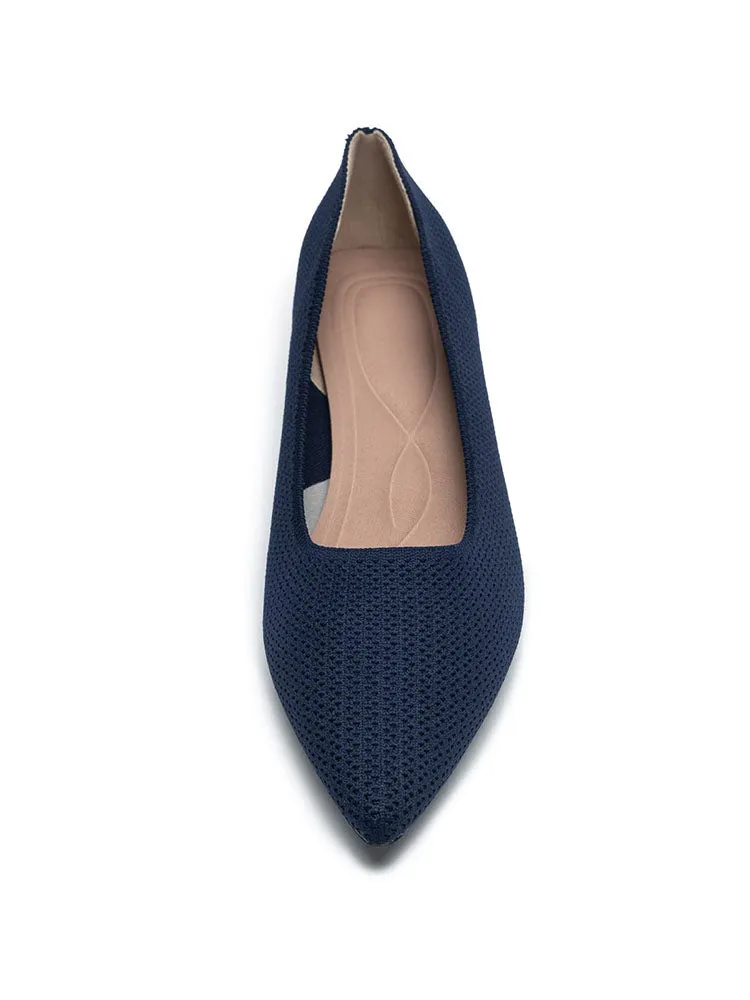 Knit Pointed Toe Low Heels